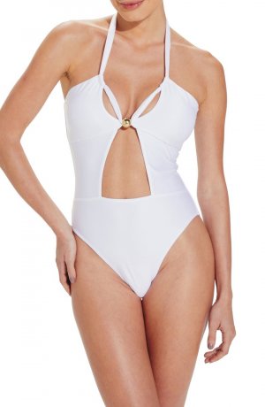 Слитный купальник Brenda с вырезами VIX SWIMWEAR, белый Swimwear