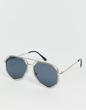 Серебристые солнцезащитные очки-авиаторы SVNX-Серебряный 7X