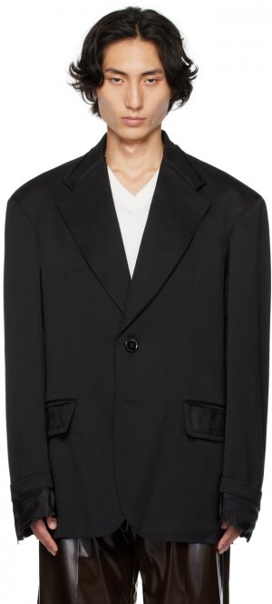 Черный пиджак с необработанными краями MM6 Maison Margiela