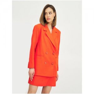 Костюм , жакет и юбка, повседневный стиль, прямой силуэт, размер 46, оранжевый Olya Stoforandova. Цвет: зеленый