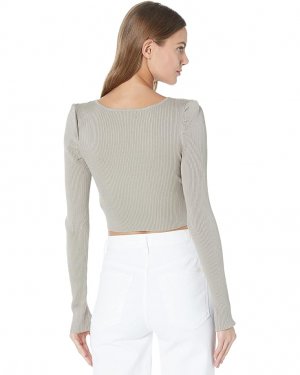 Свитер Long Sleeve V-Neck Puff Shoulder Top with Ruching, цвет Pure Cashmere Madden Girl