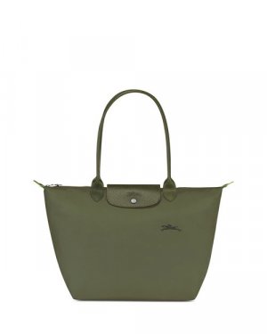 Зеленая большая сумка-тоут Le Pliage из переработанного нейлона , цвет Green Longchamp