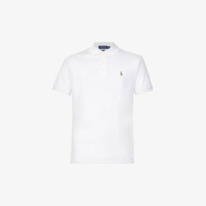 Рубашка-поло приталенного кроя из хлопкового джерси с короткими рукавами и вышитым логотипом , белый Polo Ralph Lauren