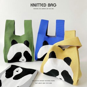 Нишевый дизайн, милая панда, большая вместительная вязаная сумка на плечо, дорожная сумка-тоут VIA ROMA