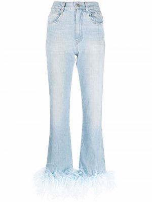 Расклешенные джинсы с перьями Seen Users. Цвет: синий