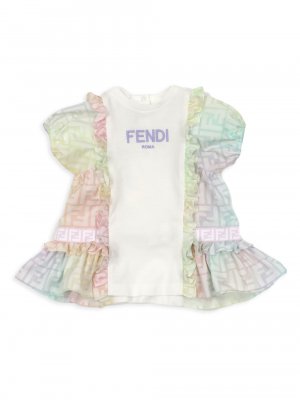 Платье для девочки с оборками и монограммой , фиолетовый Fendi