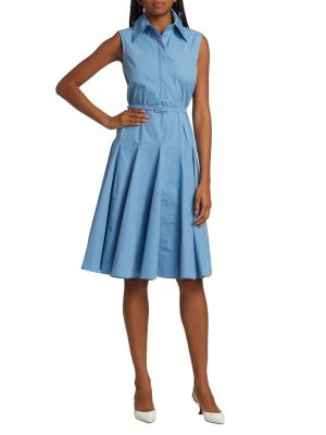 Платье-рубашка без рукавов с поясом monique, голубой Emilia Wickstead
