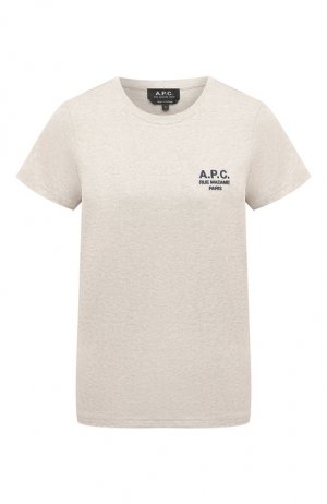 Хлопковая футболка A.P.C.. Цвет: серый