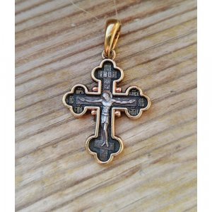 Крестик Семистрельная икона Божией Матери, серебро, 925 проба, золочение Акимов