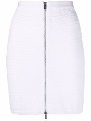 Logo-knit mini skirt Iceberg. Цвет: белый
