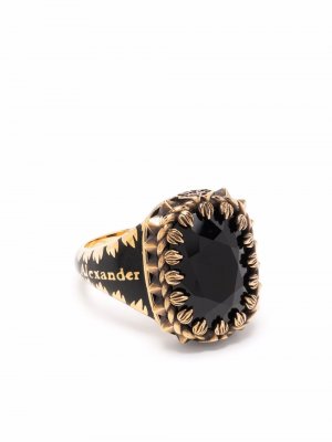 Перстень с камнем Alexander McQueen. Цвет: золотистый