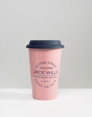 Керамическая дорожная кружка Jack Wills. Цвет: розовый