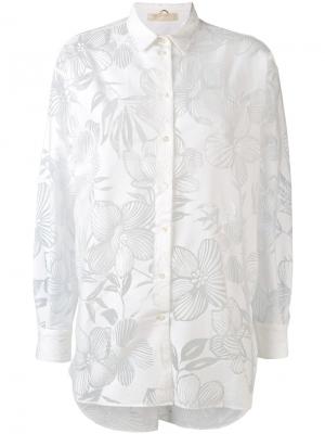 Полупрозрачная рубашка с цветочным узором Mantu. Цвет: белый