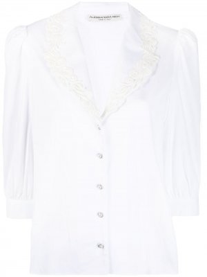 Рубашка на пуговицах с кружевом Alessandra Rich. Цвет: белый