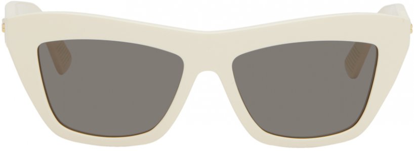 Бело-белые солнцезащитные очки «кошачий глаз» Bottega Veneta