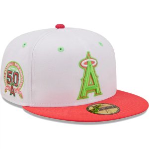 Мужская облегающая шляпа New Era белый/коралловый Los Angeles Angels 50th Anniversary Strawberry Lolli 59FIFTY