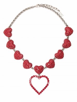 Crystal heart-embellished necklace Moschino. Цвет: красный