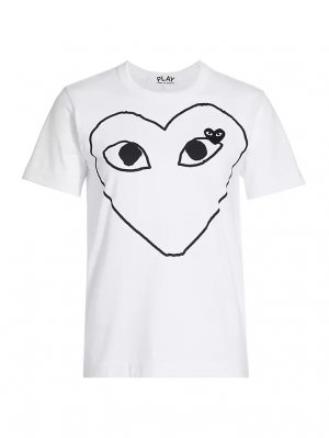 Хлопковая футболка с сердечками и глазами , белый Comme Des Garçons Play