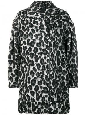 Пальто модели оверсайз с леопардовым узором Marc Ellis. Цвет: черный