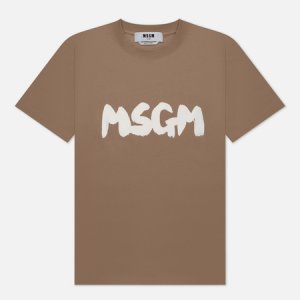 Женская футболка Logo Brush Print MSGM. Цвет: бежевый