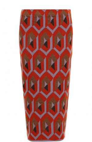 Вязаная юбка-миди с металлизированной нитью Dries Van Noten. Цвет: лиловый