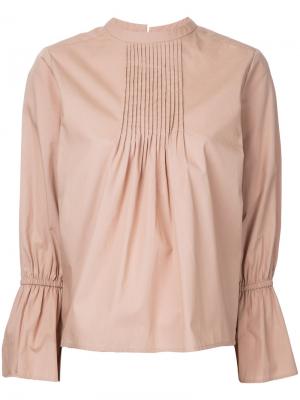 Блузка с плиссированным нагрудником Torrazzo Donna. Цвет: розовый и фиолетовый