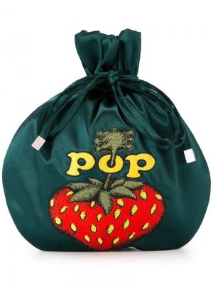 Клатч Pop Berry с застежкой на шнурке Hysteric Glamour. Цвет: зеленый
