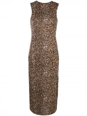 Платье без рукавов с леопардовым принтом Peter Cohen. Цвет: коричневый