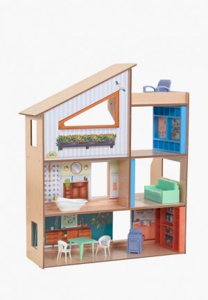 Дом для куклы KidKraft Хазэл, с мебелью 11 предметов в наборе, кукол 17 см. Цвет: разноцветный
