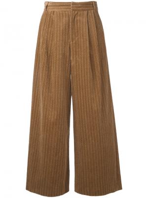 Широкие брюки из вельвета с косичками Muveil. Цвет: коричневый
