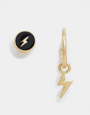 Золотистые серьги с дизайном «молния» -Золотой Icon Brand
