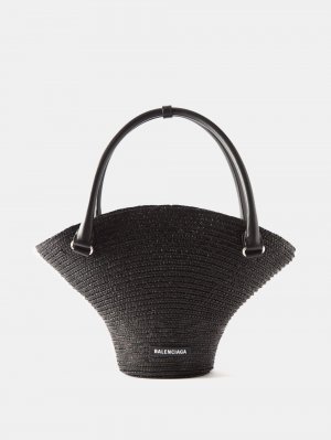 Соломенная большая сумка-корзина среднего размера , черный Balenciaga