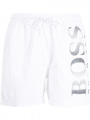 Плавки-шорты с логотипом BOSS. Цвет: белый