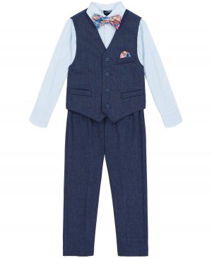 Твиловый комплект из жилета, брюк, рубашки, галстука-бабочки и нагрудного платка для маленьких мальчиков Nautica