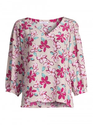 Шелковая блузка с цветочным принтом , разноцветный ROSSO35