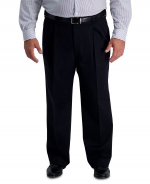 Мужские большие и высокие плиссированные брюки премиум-класса цвета хаки без железа классического кроя Haggar