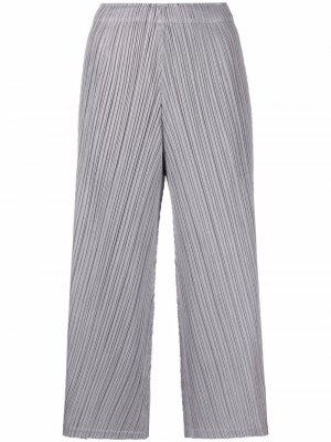 Укороченные плиссированные брюки Pleats Please Issey Miyake. Цвет: серый