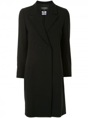 Двубортное пальто 1998-го года средней длины Chanel Pre-Owned. Цвет: черный