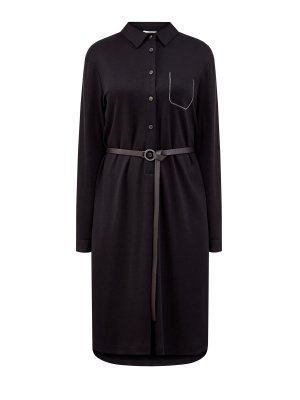 Платье-рубашка с поясом и декоративным карманом Punto Luce PESERICO. Цвет: черный