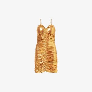 Платье мини из эластичной ткани с металлизированным вырезом и в форме сердца , желтый Amy Lynn