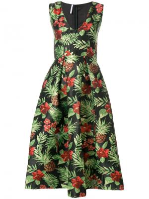 Жаккардовой платье с тропическим принтом Alcoolique. Цвет: чёрный