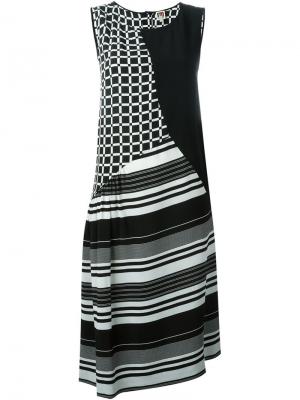 Платье с полосатым и клетчатым узором IM Isola Marras I'M. Цвет: чёрный