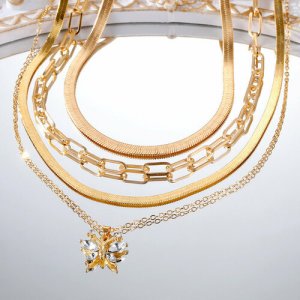 Комплект украшений , стекло, длина 41 см, золотой Fashion jewelry. Цвет: золотистый/золотой