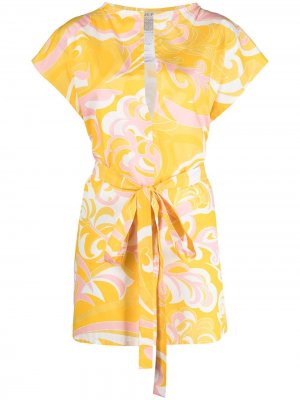 Пляжное платье с завязками и принтом Albizia Emilio Pucci. Цвет: желтый