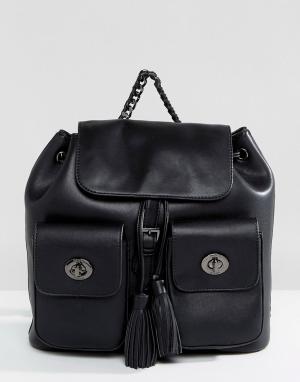 Черный рюкзак с двумя карманами и кисточками Marc B. Цвет: черный