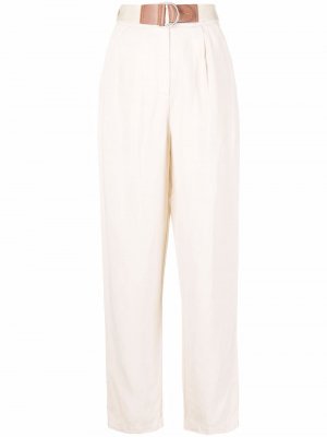 Прямые брюки с поясом Emporio Armani. Цвет: бежевый
