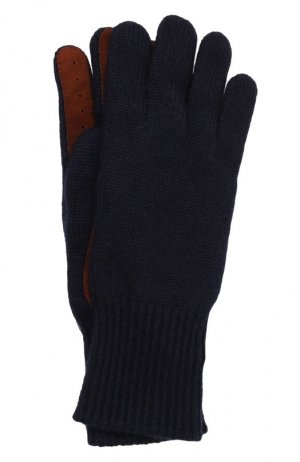 Комбинированные перчатки Brunello Cucinelli. Цвет: синий