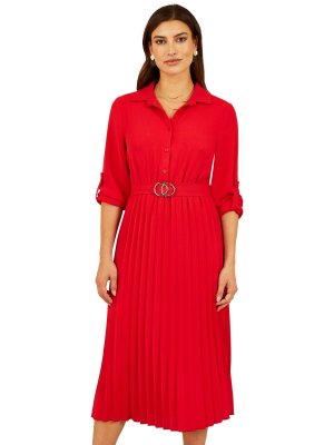 Платье-рубашка Mela London со складками, красное Yumi