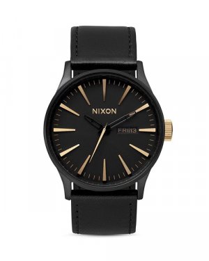 Кожаные часы Sentry, 42 мм , цвет Black Nixon