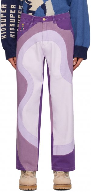 Пурпурные брюки с абстрактной волной KidSuper